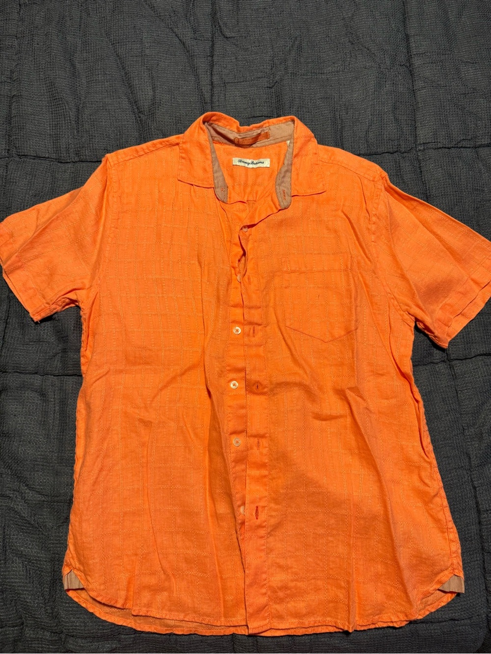 Tommy Bahama Orange Short-Sleeve Casual Button-Down Shirt